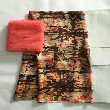 

High quality silk fabric for lady dress embroidered george silk fabric African metallic silk fabric 114cm/8mm 5+2 yards LXE03302