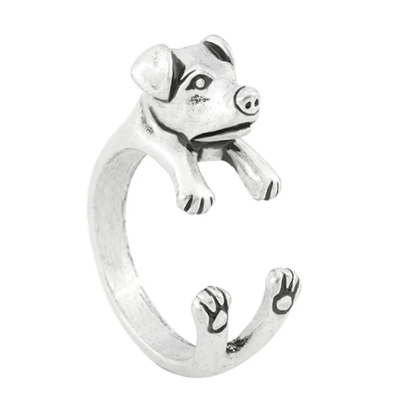 Модные ювелирные изделия винтажные посеребренные забавное кольцо Свинка