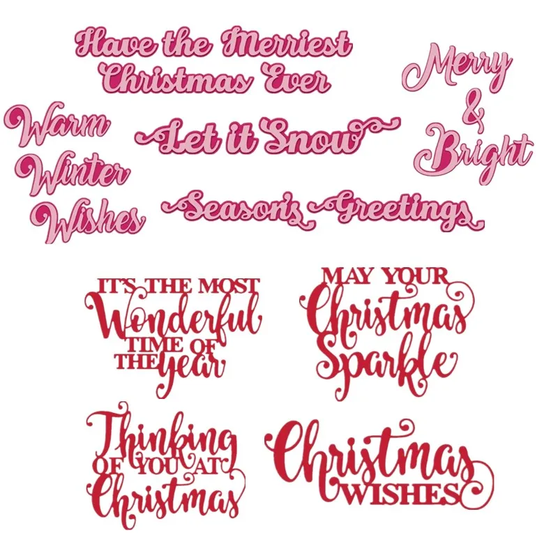 

Merry Christmas Sending Greetings Let It Snow Phrases Metal Cutting Dies Stencil for DIY Scrapbooking Paper Cards Craft New 2019
