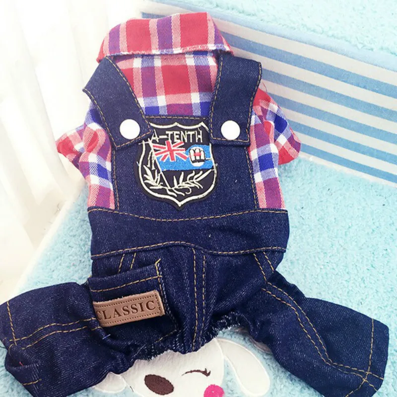 Одежда с мультяшными собаками модные классические комбинезоны в клетку джинсовые брюки четырехногими