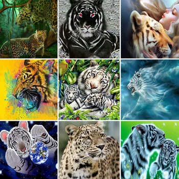 

Full Square Diamond Painting Tiger Leopard 5D DIY Animal Embroidery Cross Stitch Kit Handmade Gift Wall Stickers Home Decoration