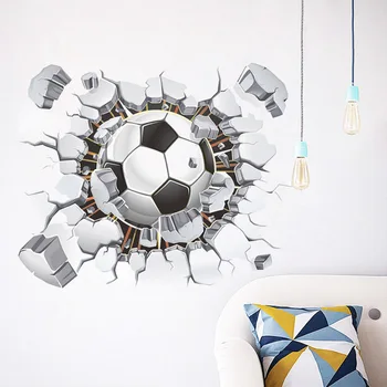 

Football Broken Wall Stickers Living Room and Bedroom Background Wall Stickers Football Club Decorative Stickers