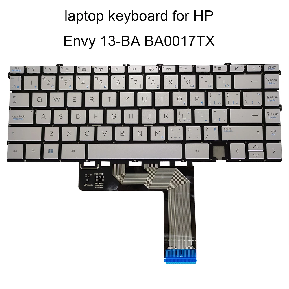 Replacement keyboard for HP Envy 13 BA BA0017TX CF Canadian French silver Backlight keyboard L88073 DB1 original new repair part