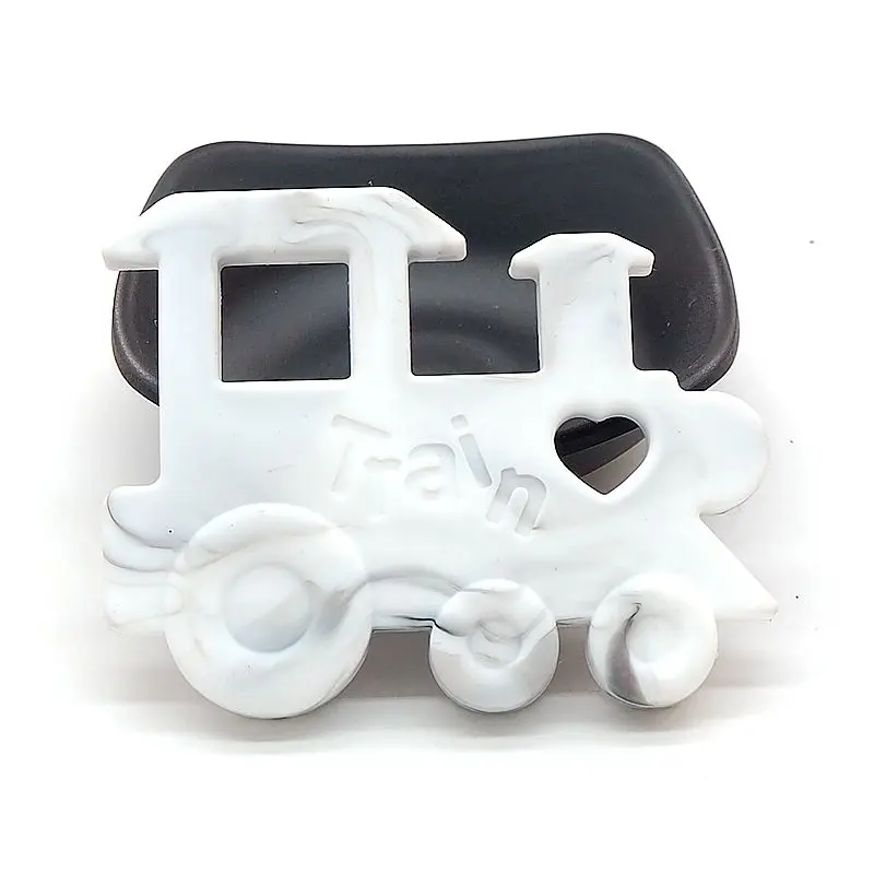 Marble Chenkai 10 шт. силиконовый поезд Прорезыватель DIY мультфильм детское кольцо для соски бижутерия для прорезывания зубов сенсорная игрушка подарок - Цвет: Marble