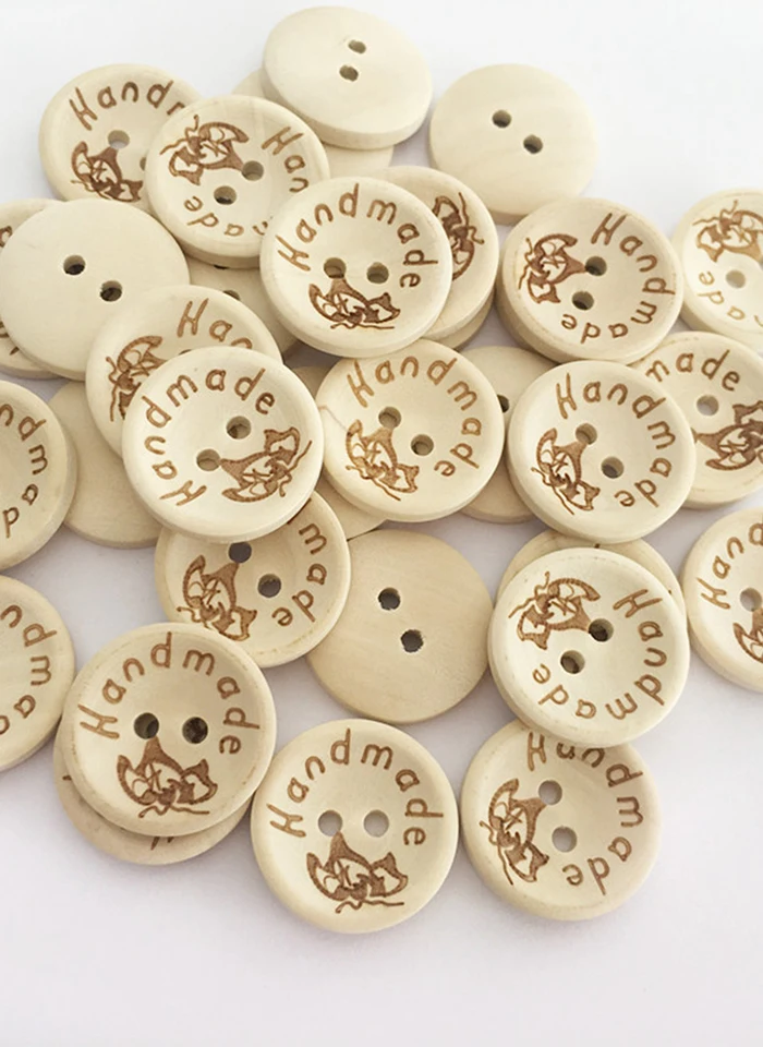 100Pcs/Set DIY Wooden Buttons Bowls Shape Hand-made Engraving Cute Simple Practical Buttons Apparel Sewing Supplies