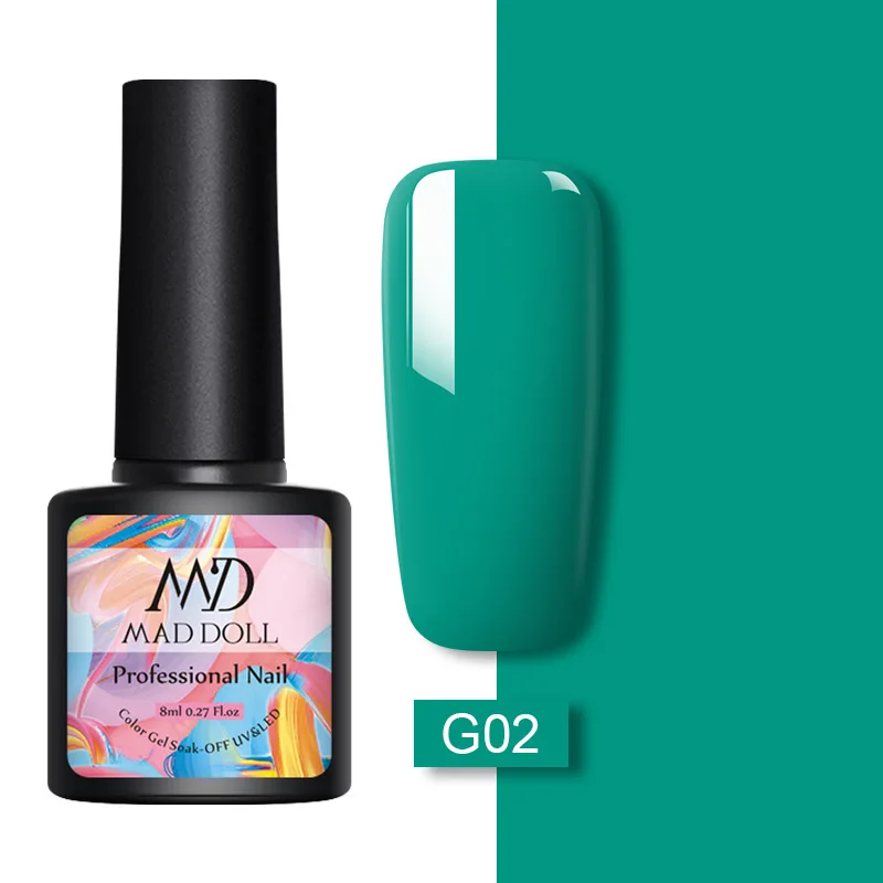 G02 MAD DOLL, 8 мл, Гель-лак для ногтей, красный, синий, фиолетовый, смешанные цвета, отмачивается от УФ-лака, долговечный гель для дизайна ногтей - Цвет: G02