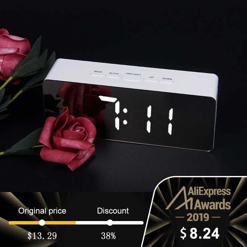 

JULY'S SONG Digital Mirror Despertador LED Alarm Clock Thermometer Clock Electronic Table Clock Multi-function Desk Despertador