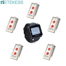 Retekess T128 izle alıcı + 5 adet TD004 iki tuşlu çağrı düğmeleri kablosuz çağrı sistemi kablosuz çağrı verici restoran
