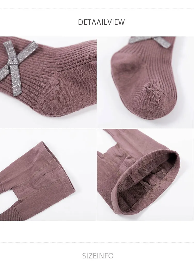 Детские, хлопковые, вязаные, с бантом, колготки, детские, с бантом, колготки