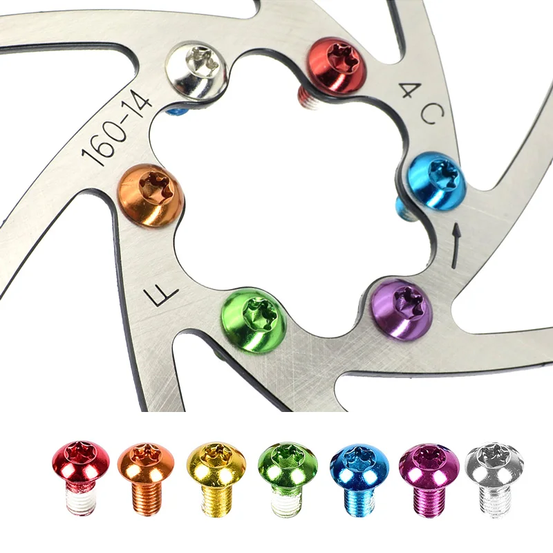 

Anders 12PCS Colorful Bicycle Disc Brake Screws Alloy Bike Disc Brake Rotor Torx T25 M5x10mm Bolts for Mountain Bike