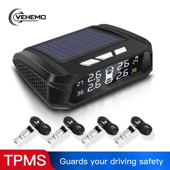 

New Tire Pressure Alarm Car Vehicles Solar Energy 4PCS Sensor TPMS Windshield Explosion Proof Real-Time Display Tyre