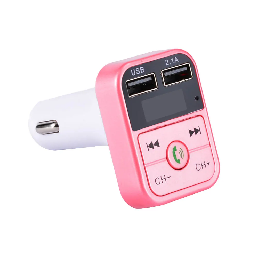 B2 USB зарядное устройство Автомобильный fm-передатчик беспроводной радио адаптер двойной USB зарядное устройство Bluetooth Mp3 плеер Поддержка громкой связи вызов - Название цвета: Rose Gold