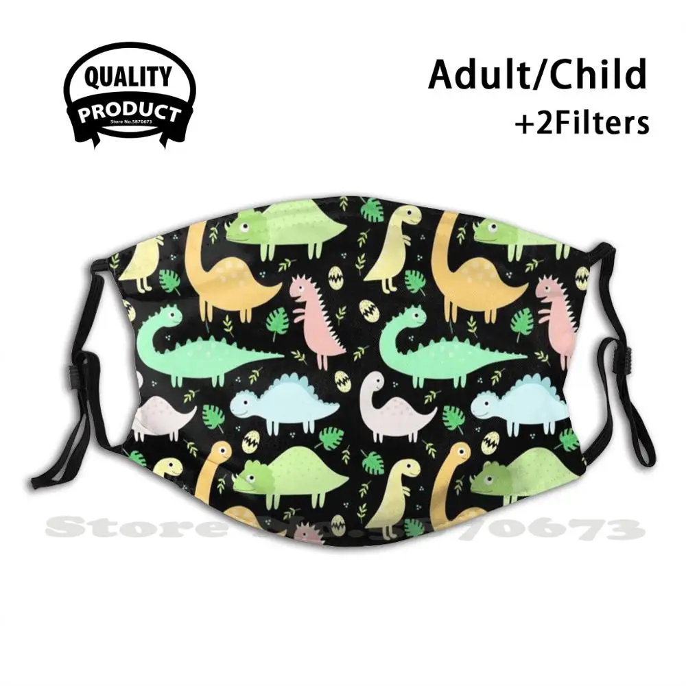 

Prehistorical Dinosaurs Mosnters Fashion Mouth Masks Filter Adult Kids Face Mask Dinosaurs Pattern Seamless Texture Kids