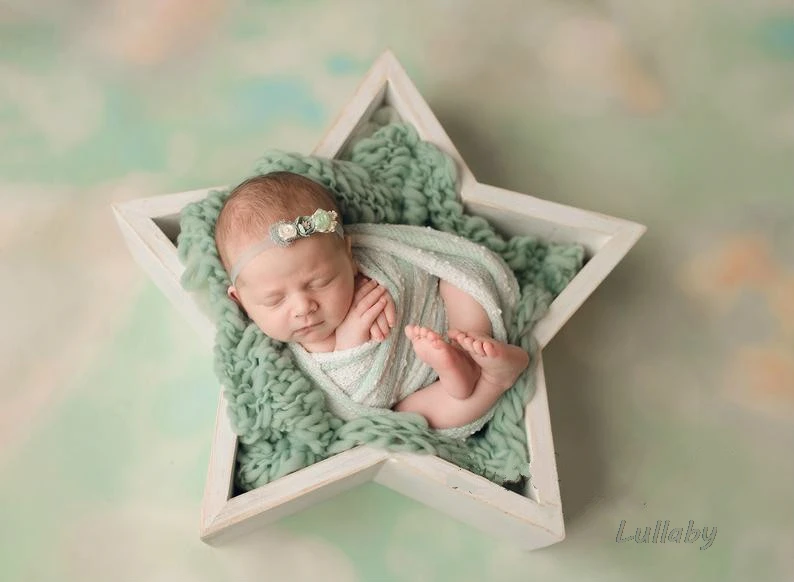 Newborn Photography Props Mini Baby Wooden Bed Baby Shoot Container Five-pointed Star Bed Photo Studio Posing Prop Creative Prop