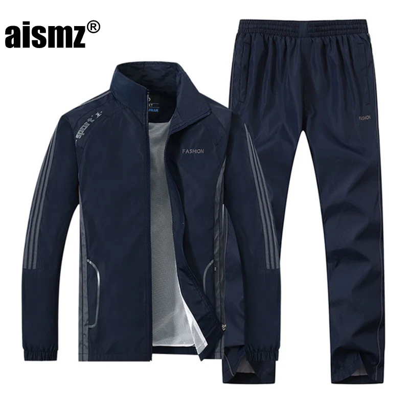 AZ-T268 Navy Aismz бренд Для мужчин спортивный комплект для Для мужчин; костюмы; спортивные толстовки с капюшоном и свитера с длинным рукавом спортивный костюм Для мужчин куртка и брюки для девочек Большие размеры - Color: AZ-T268 Navy