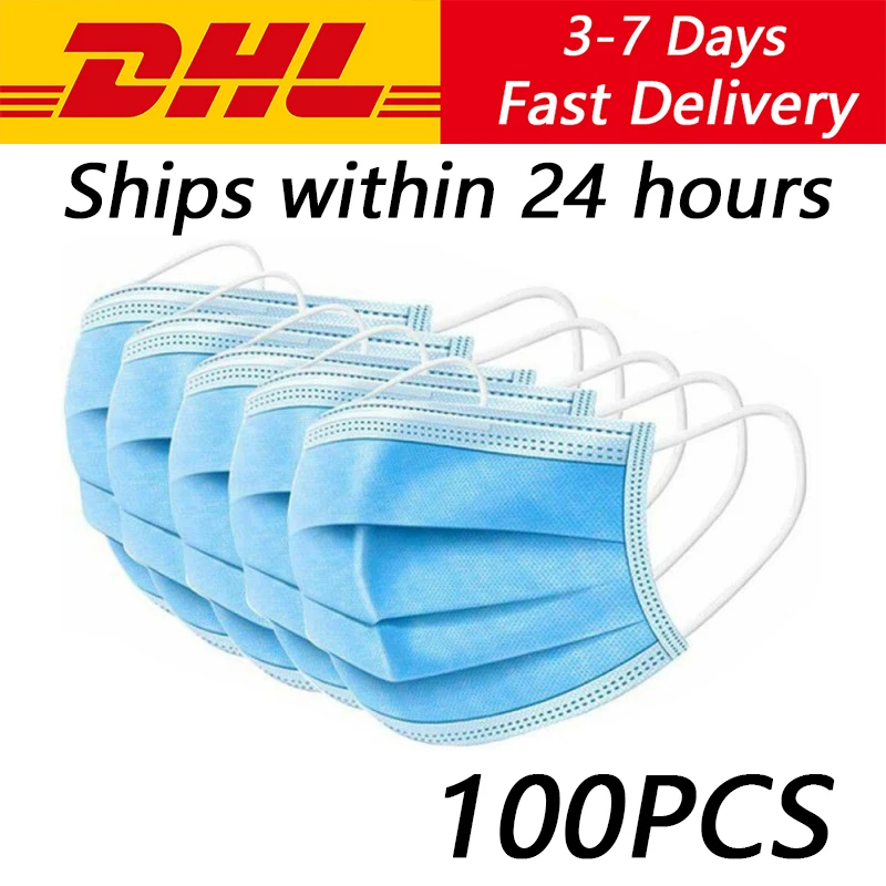 

100pcs Disposable Face Mouth Mask Nonwoven Masks Anti PM2.5 Hygiene Safety Protective Mouth Mask Mouth Face Masks Free DHL Fedex