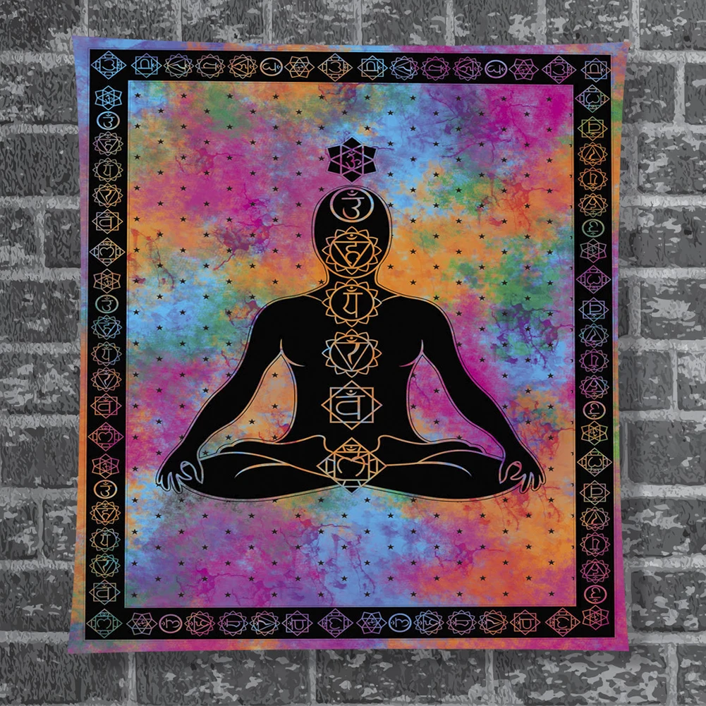 

Yoga Meditation Seven Chakra Buddha Picnic Multipurpose Beach Mat Tablecloth Carpet Hanging Decor Print Wall Tapestry Bedroom