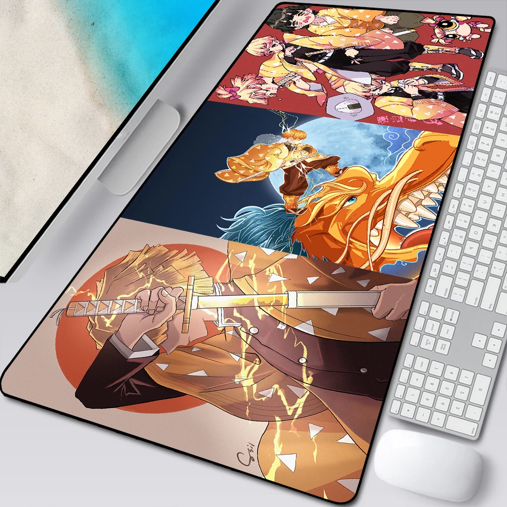 Anime Bloqueio Borda Mouse Pad xl Kimetsu no Yaiba Agatsuma Zenitsu Teclado Pcdesk Csgo Pad Gamers Computador - Imagem 6