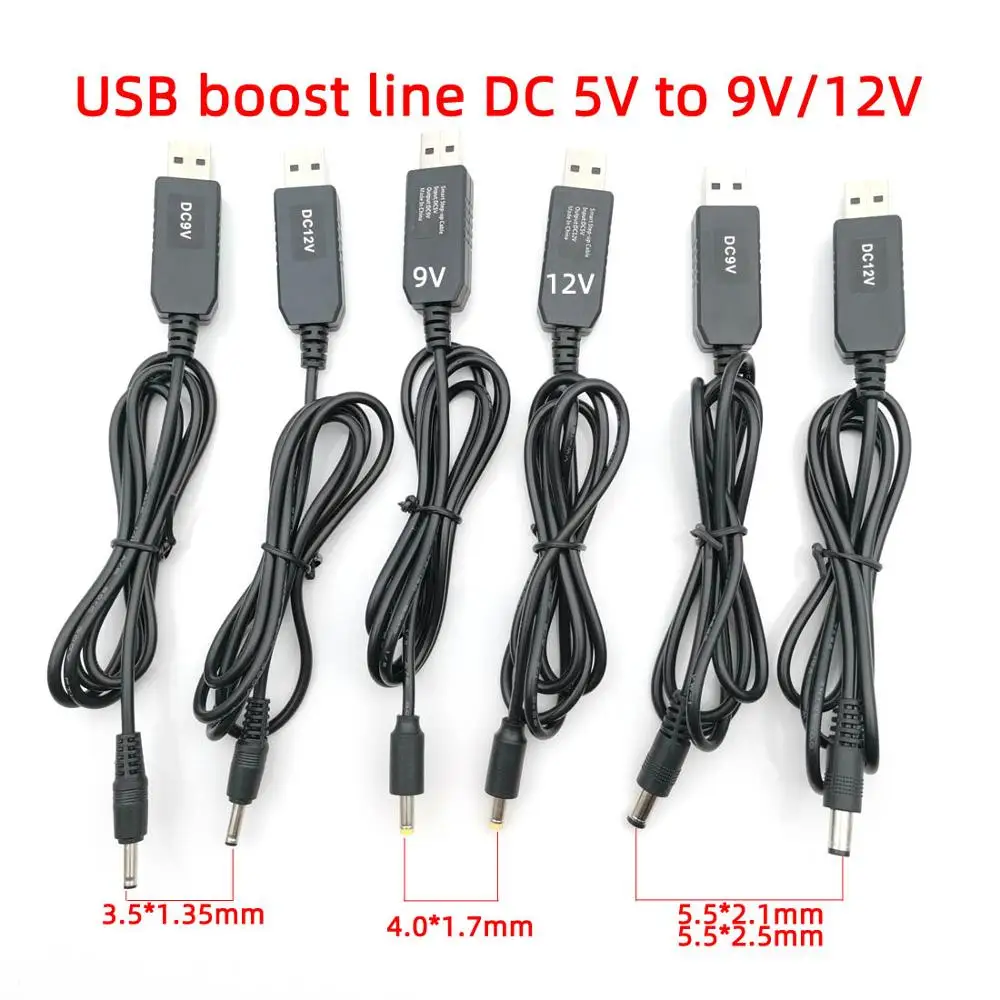USB قوة دفعة خط تيار مستمر 5 فولت إلى 9 فولت 12 فولت تصعيد وحدة USB محول كابل محول سلك 5.5*2.1/5.5*2.5/4.0*1.7/3.5*1.35 مللي متر التوصيل