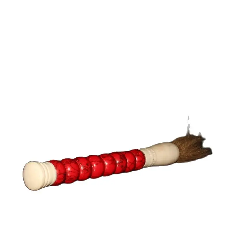 

Early collection of natural ox bone inlaid coral brush, fine workmanship