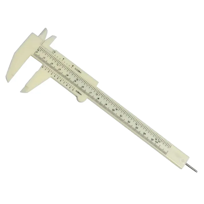 1 шт. 150 мм мини пластиковый штангенциркуль Калибр раздвижной измерительный инструмент линейка-микрометр мини-линейка для студентов сделай сам - Цвет: 150mm beige