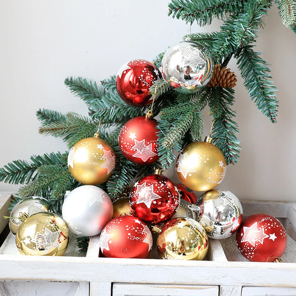6pcs Christmas Tree Balls Pendant Ornaments Hanging Ball Plastic Decorations Home Holiday Navidad New Year Decor Festival | Дом и сад