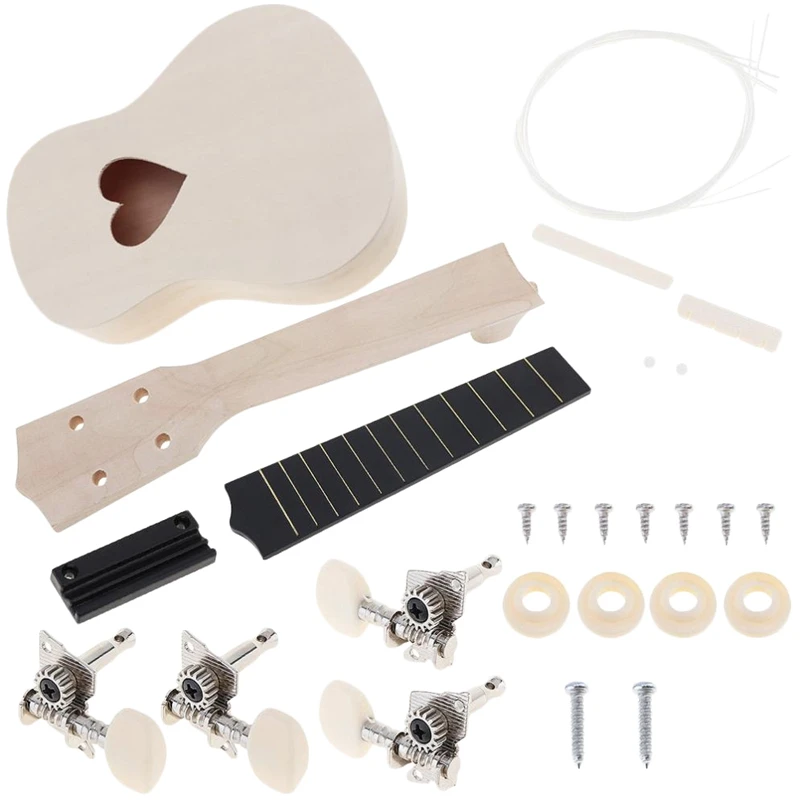 Дети сопрано Гавайские гитары укулеле Diy Kit 21 дюймов липа 4 струны Гавайская гитара картина ручной работы идеальный родители-ребенок
