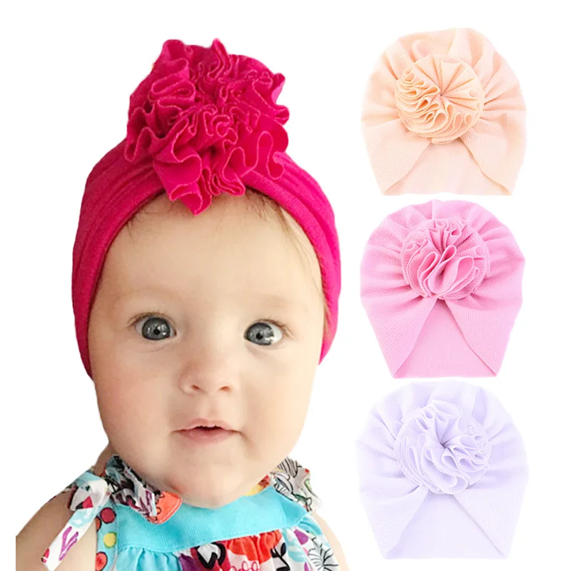 Big Flower Baby Girl Hat Newborn Baby Accessories Turban Spring Summer
