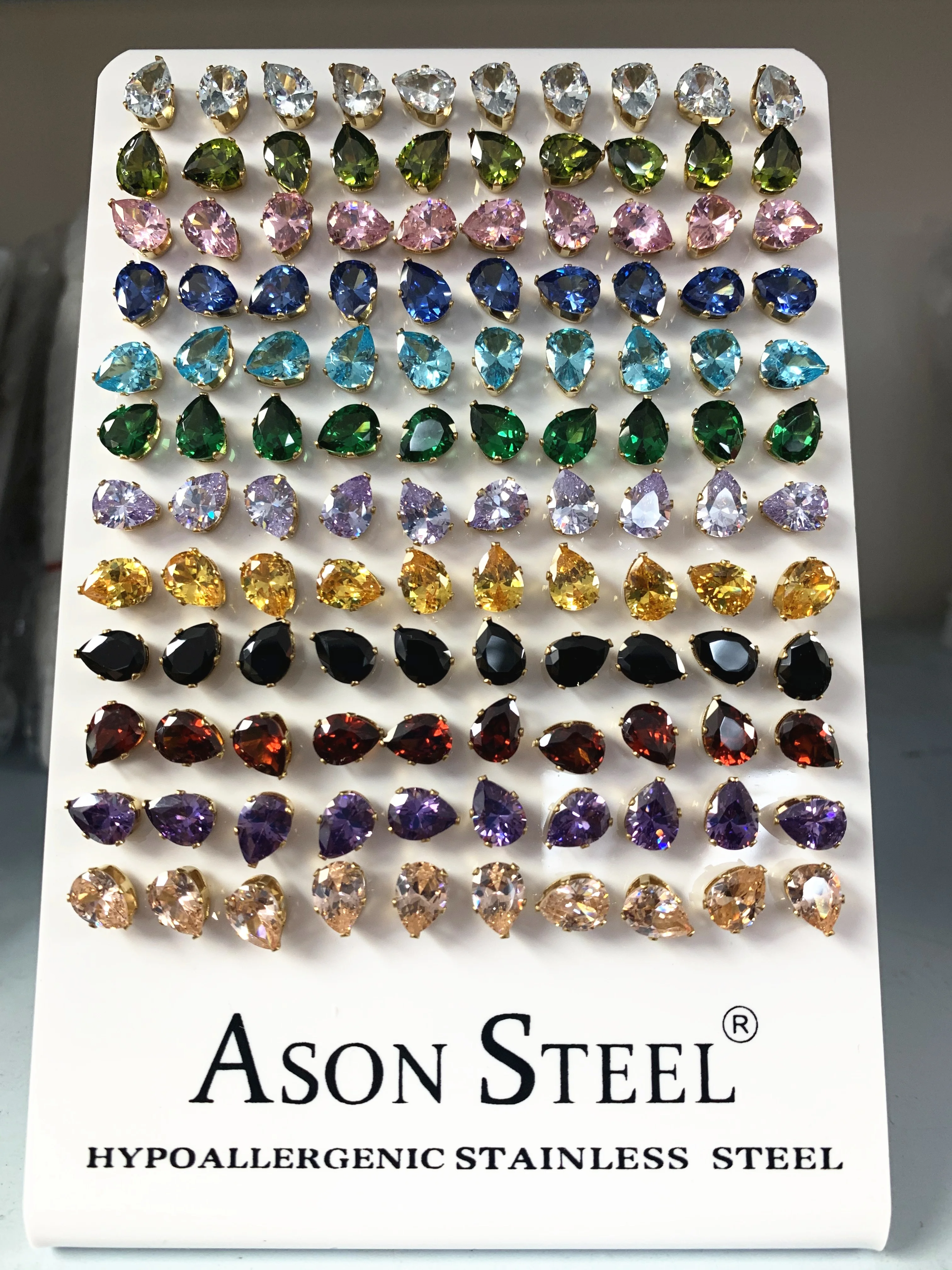 ASONSTEEL оптом 60 парт/Лот Красочные овальные камни серьги гвоздики из нержавеющей