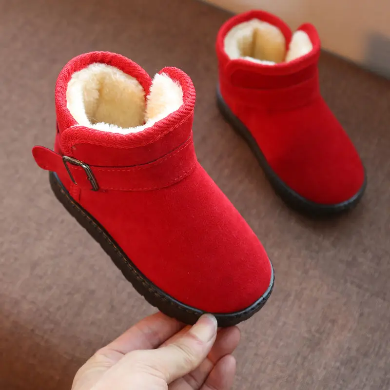 Red-02 VFOCHI/новые зимние ботинки для девочек; 7 цветов; мягкая Нескользящая Уличная обувь для девочек; детская повседневная обувь; зимние ботинки на плоской подошве для маленьких девочек - Цвет: Red-02