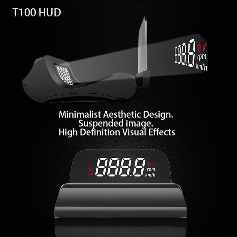 Автомобильный Hud Дисплей с зеркалом T100 универсальный Obd2 проектор вождения компьютера лобовое стекло цифровой скорость температура воды