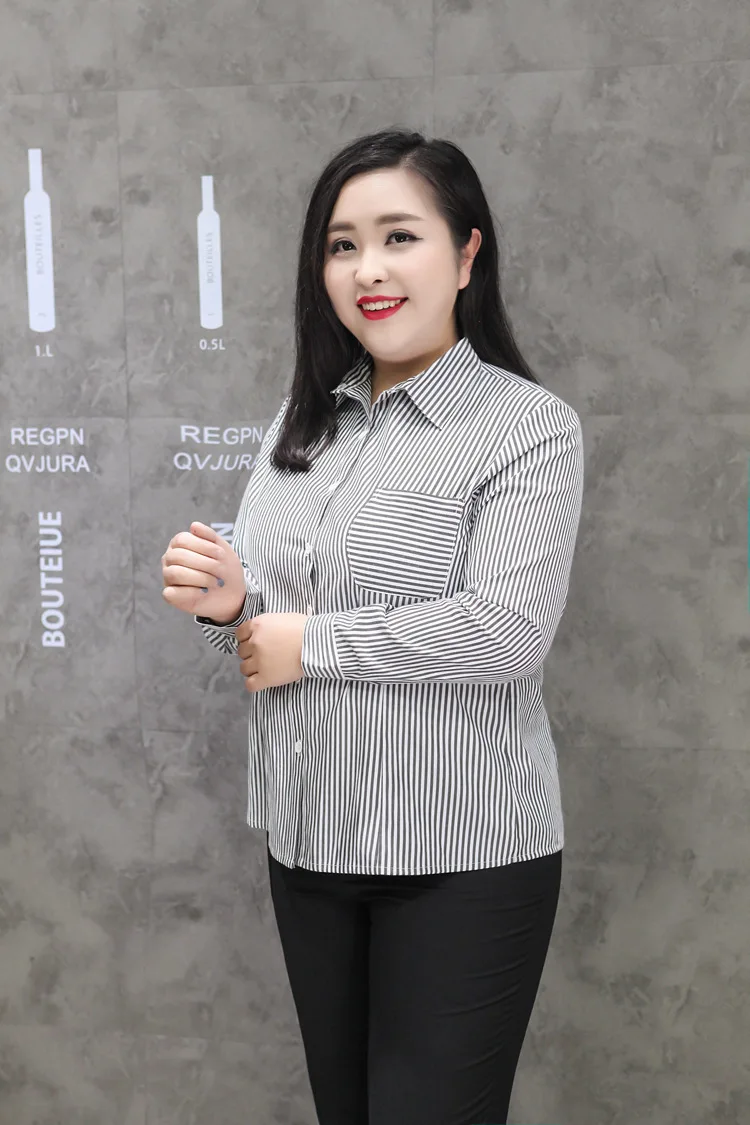9XL 8XL 7XL 6XL blusas mujer de moda женские блузки рубашки OL Блузки с длинным рукавом полосатая рубашка feminina размера плюс M321