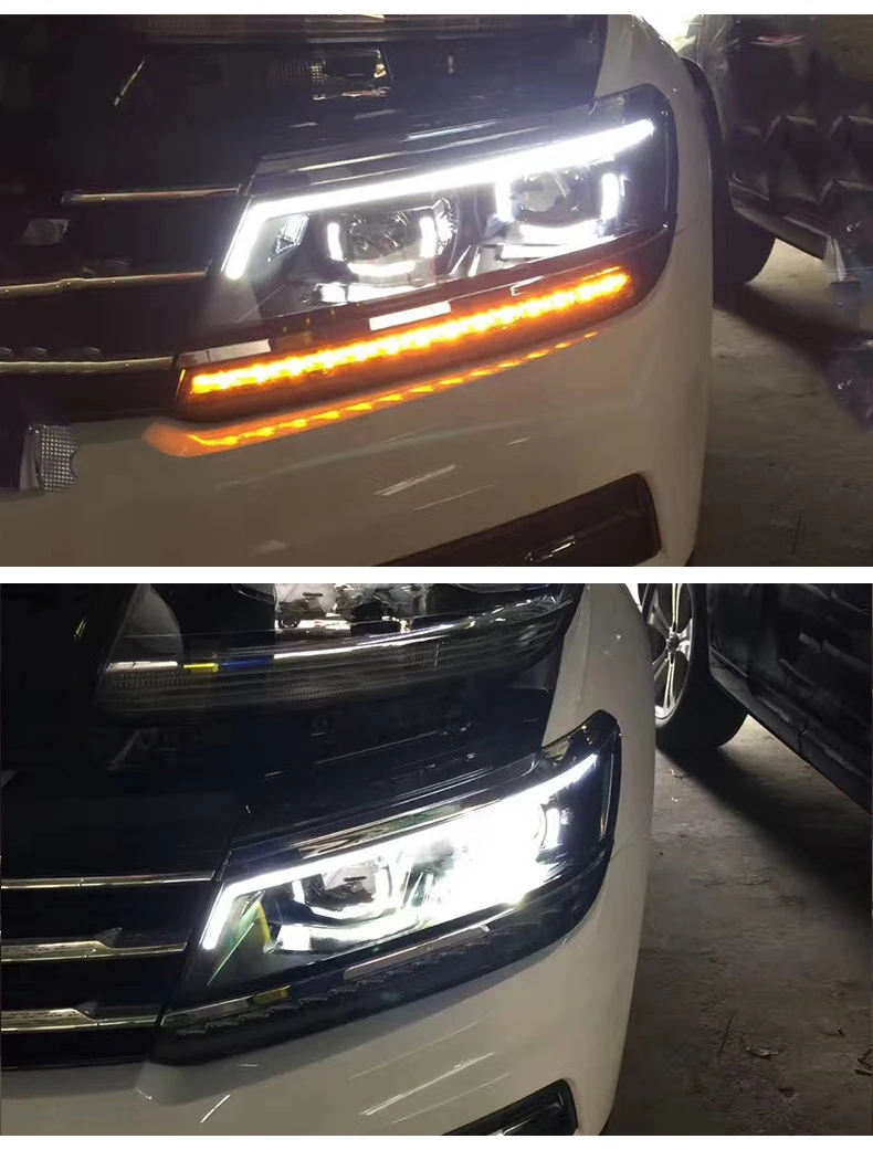 Автомобильный Стайлинг для VW Tiguan фары для Tiguan фары светодиодные DRL Биксеноновые линзы HID комплект фар динамический сигнал поворота