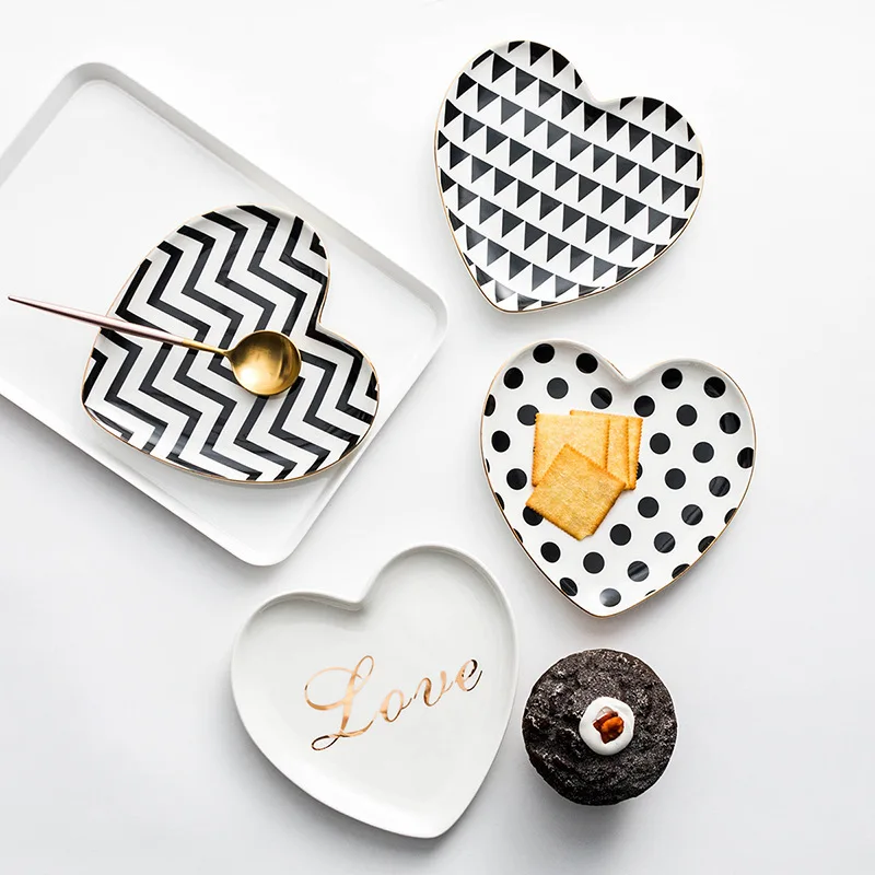 Embossed Heart Shaped Dessert Plate Snack Dish Jewelry Tray