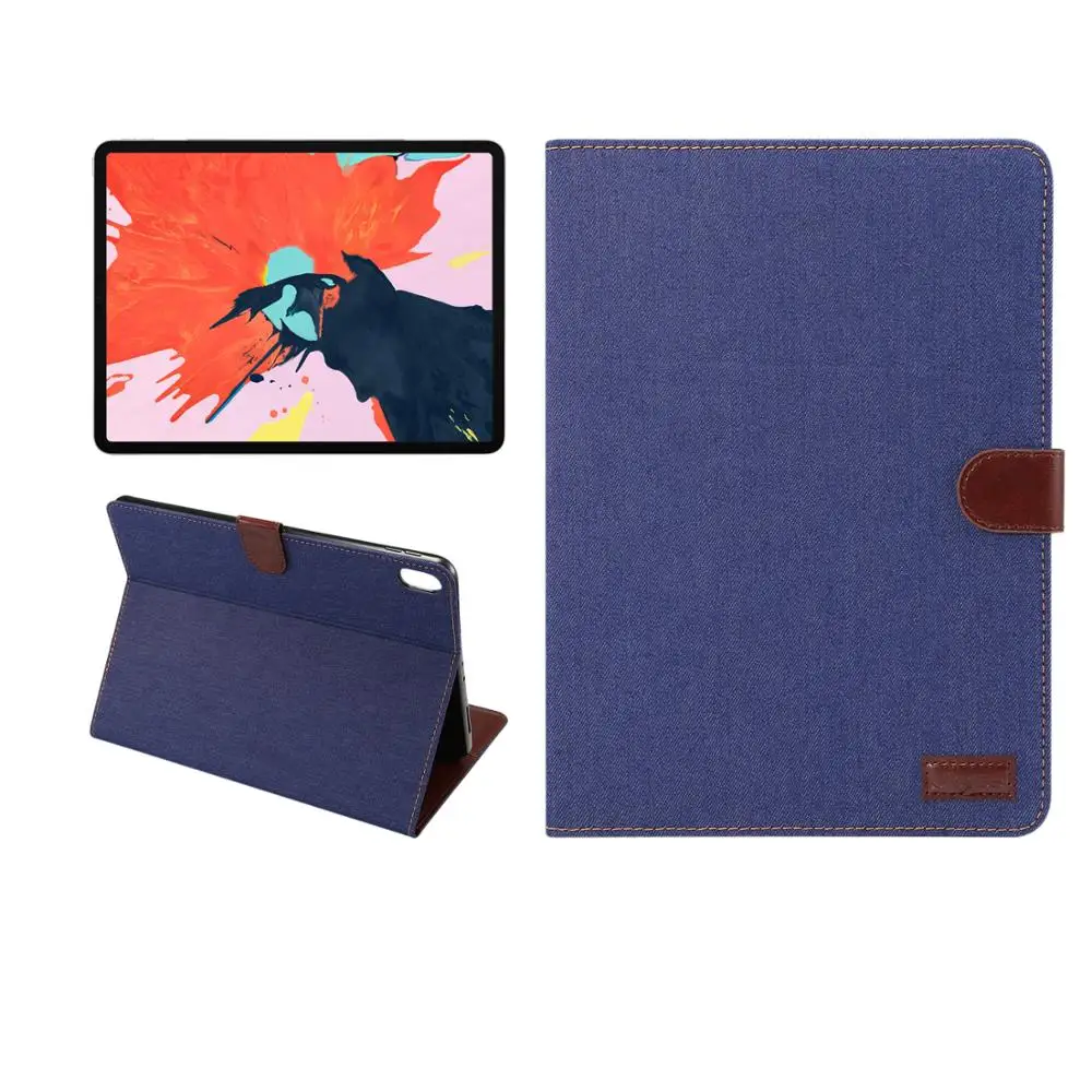 

Dibase Brand for iPad Pro 12.9 2018 Case Denim+PC Wallet Case for iPad Pro 12.9 2018 Clasp Card Slot Stand Folio Cover