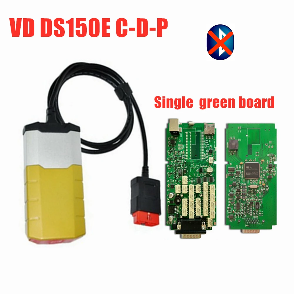 without bluetooth ЛУЧШЕЕ КАЧЕСТВО Одиночная зеленая доска для delphis vd ds150e c-d-p 2016R0 программное обеспечение keygen с bluetooth сканером для obd2 автомобилей грузовиков - Цвет: without bluetooth