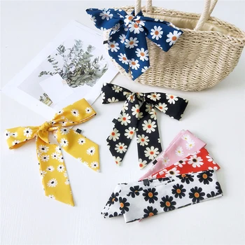 

Sweet Daisy Print Chiffon Scarves Fashion Lady Letter Bags Small Ribbon Women Scarf Wrist Ribbons Choker Hair Band Belt Choker