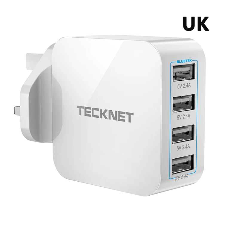 USB Wall Зарядное устройство DC 5,0 V 0.1A-2.4A 4-Порты и разъёмы USB Зарядное устройство для мобильных телефонов для использования во время поездок, Зарядное устройство по стандартам ЕС/Великобритания вилка для samsung Xiaomi huawei iphone - Тип штекера: Великобритания