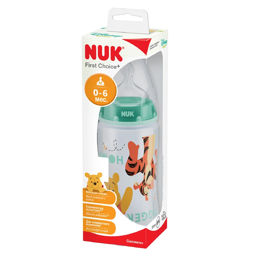 Бутылочка NUK FC+ "ДИСНЕЙ Винни" из ПП 300 мл, силикон, c отв."М", разм. 1