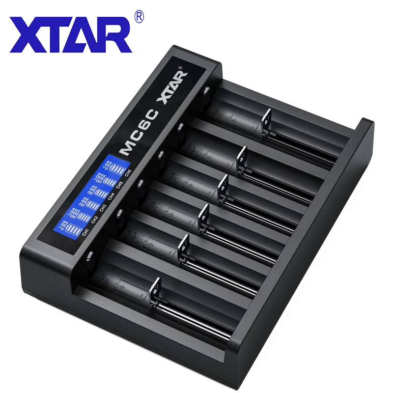 XTAR MC6C Charger Зарядное устройство XTAR MC6C, умное ЖК-зарядное устройство, 5 В, 3 А, USB кабель, вход постоянного тока, TC, CC, CV, зарядка, 3,6 В, 3,7 в, литий-ионный аккумулятор, 18650 - Цвет: XTAR MC6C Charger