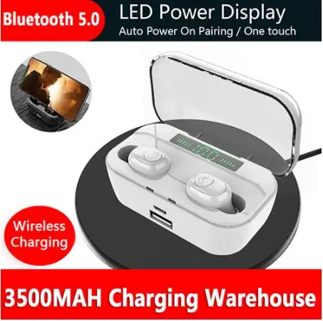 wirless charging 2 Bluetooth наушники TWS 8D стерео беспроводные наушники Водонепроницаемая гарнитура со светодиодный дисплеем 3500 мАч зарядная коробка PK G02 X7 TWS - Цвет: wirless charging 2