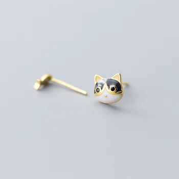 

MloveAcc Cat and Fish Stud Earrings for Girls Solid 925 Sterling Silver Enamel Animal Ear Studs Jewelry Gifts for Kids