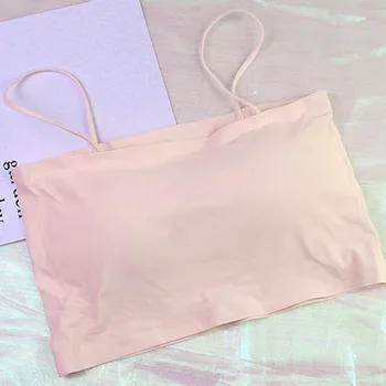 

Women Seamless Tube Tops Strap Bra Sexy Removable Padded Crop Tops Full Cup Pink Lingerie Underwear Bra Tube Tank Tops 2020