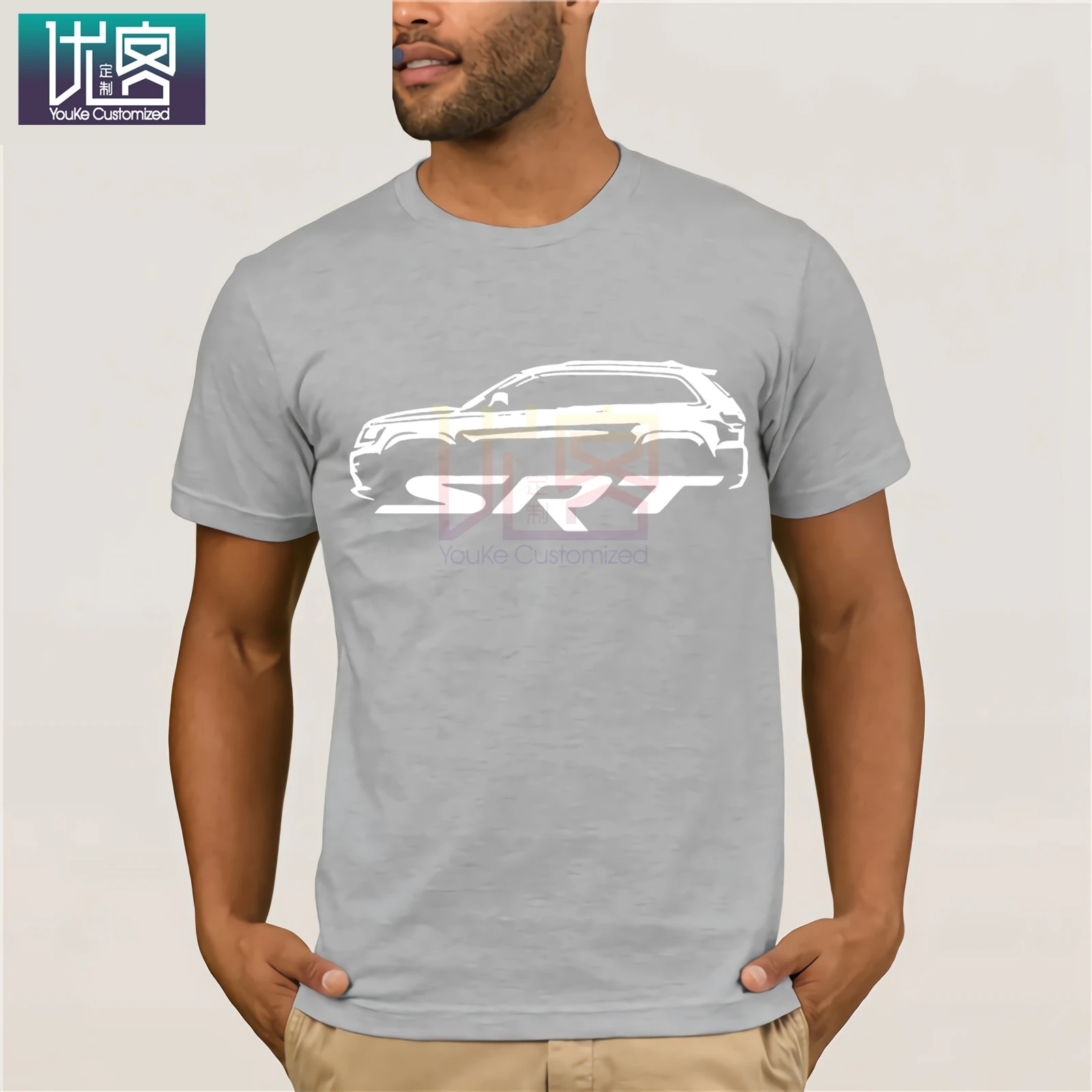 2011-16 Jeep Grand Cherokee SRT SRT8 контурный дизайн футболка Новинка футболка - Цвет: light grey