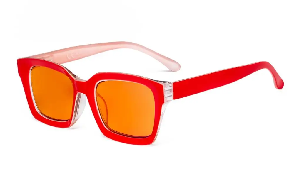 Red DS9106 Eyekepper Ladies Blue Blocking Computer Reading Glasses with Orange Tinted Filter Lens for Sleeping - Цвет оправы: Red