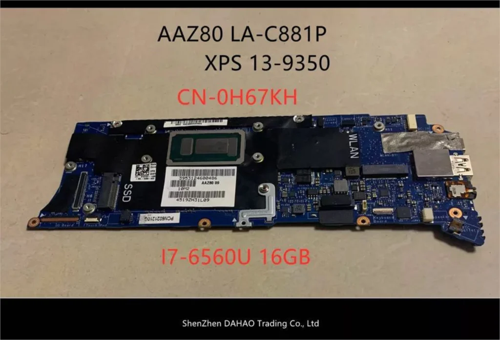 DP/N:0H67KH AAZ80 LA-C881P для DELL XPS 13 9350 материнская плата ноутбука CN-0H67KH с SR2JB I7-6560U 16 ГБ 100%