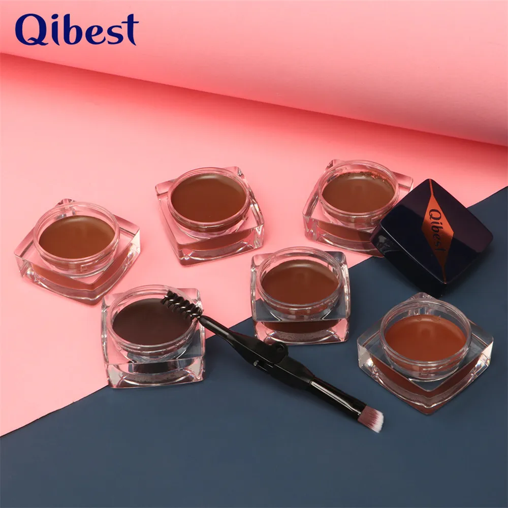 Бренд qibest, Профессиональный гель для бровей, 6 цветов, усилитель бровей, усилитель бровей, ТИНТ, макияж, брови, коричневый цвет, кисть для бровей, инструменты
