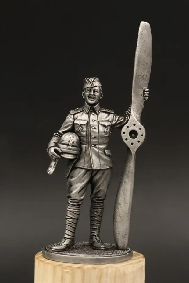 WWI российский авиационный летный пилот с двумя вёслами 1/30 60 мм оловянный Металл Модель воина фигурки декоративное украшение для дома, подарок - Цвет: Aviation Flight