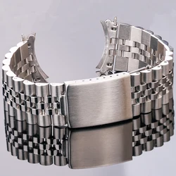 Stainless Steel Silver Watch Bracelet Strap - Curved End Watchband - 22mm (SILVER)
