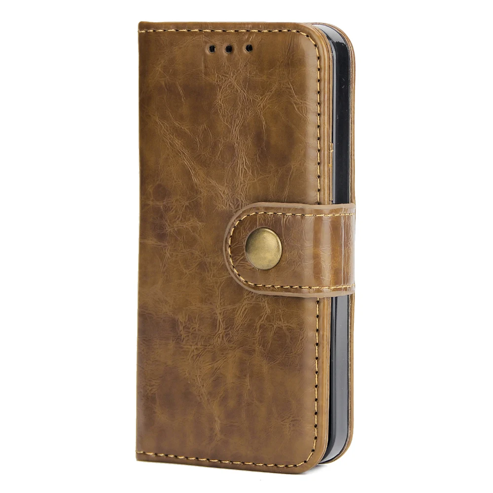 Чехол для iPhone5 чехол для iPhone 5 5S SE книга 4,0 дюймов кошелек PU Coque подставка флип кожаный держатель для Apple 5 Ретро Магнитная металлическая пряжка - Цвет: coffee